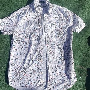 Unisex button down T-shirt | splattered paint | size medium | classic fit